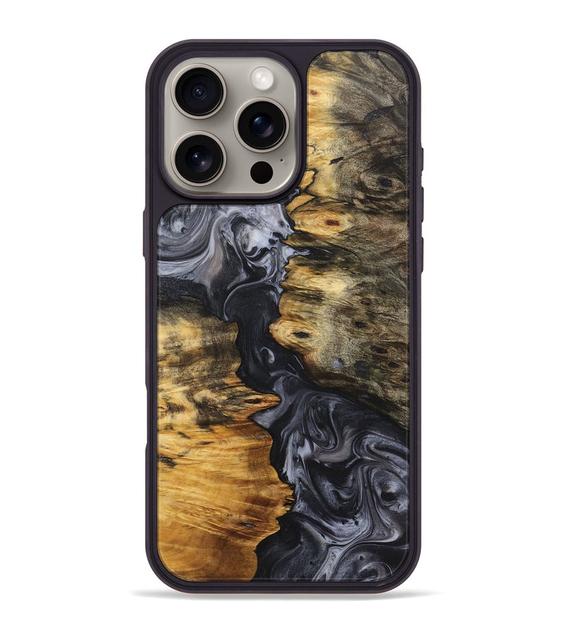 iPhone 16 Pro Max Wood+Resin Phone Case - Janiya (Black & White, 722147)