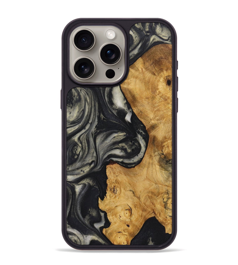 iPhone 15 Pro Max Wood+Resin Phone Case - Arturo (Black & White, 722148)