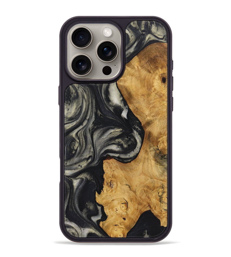 iPhone 16 Pro Max Wood+Resin Phone Case - Arturo (Black & White, 722148)