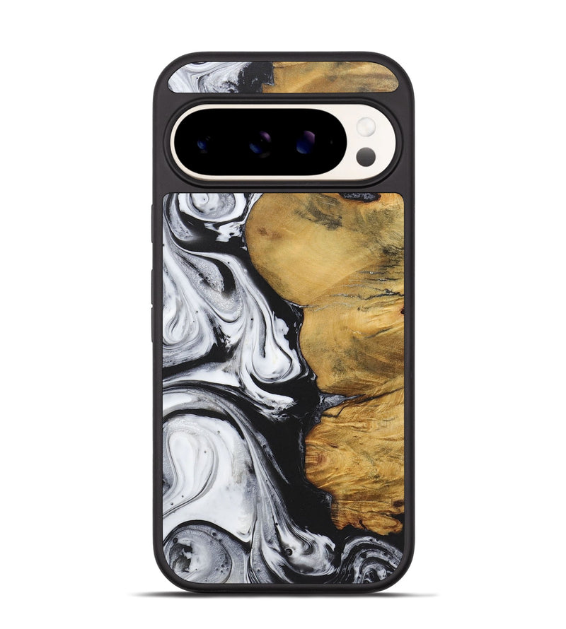 Pixel 9 Pro Wood+Resin Phone Case - Flora (Black & White, 722149)