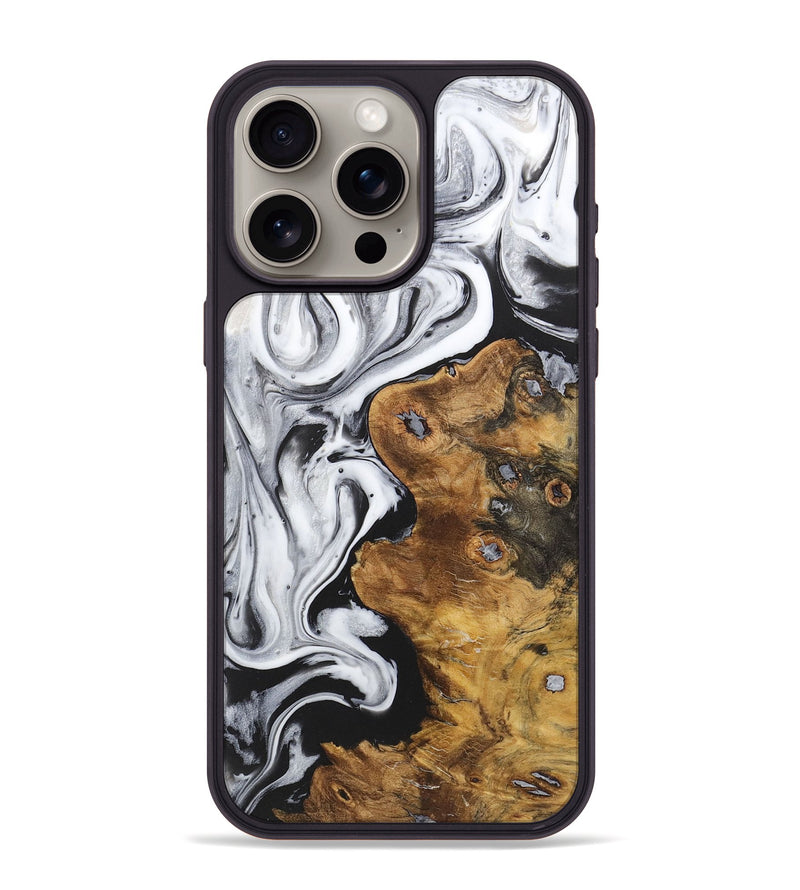 iPhone 15 Pro Max Wood+Resin Phone Case - Wyatt (Black & White, 722150)