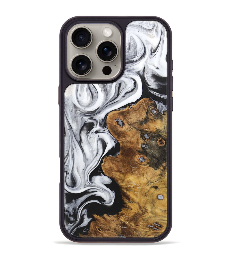 iPhone 16 Pro Max Wood+Resin Phone Case - Wyatt (Black & White, 722150)