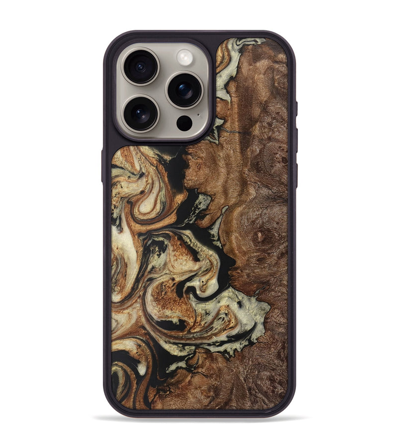 iPhone 15 Pro Max Wood+Resin Phone Case - Bria (Black & White, 722151)