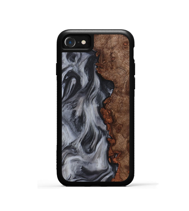 iPhone SE Wood+Resin Phone Case - Penelope (Black & White, 722153)