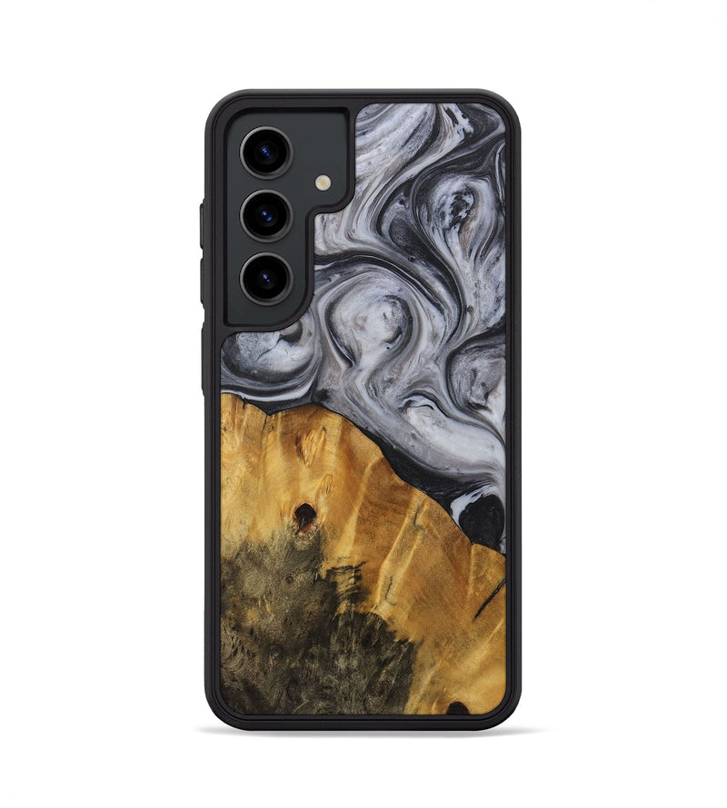 Galaxy S24 Wood+Resin Phone Case - Alan (Black & White, 722155)