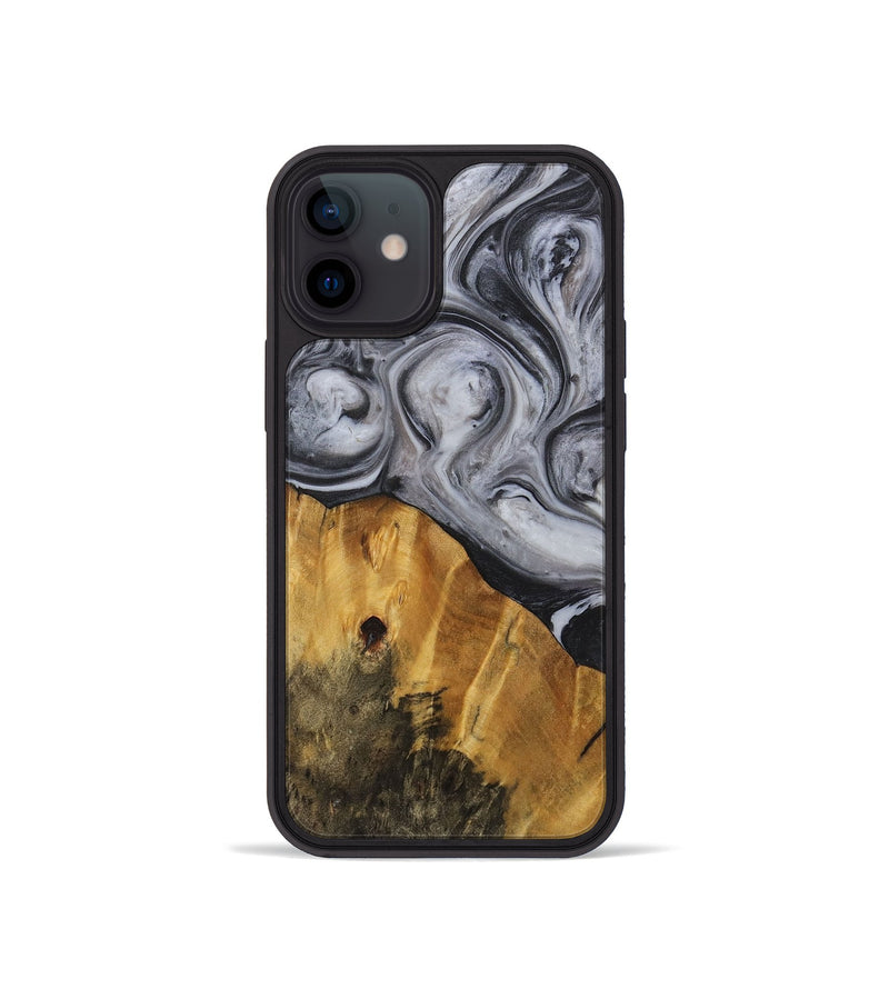 iPhone 12 mini Wood+Resin Phone Case - Alan (Black & White, 722155)