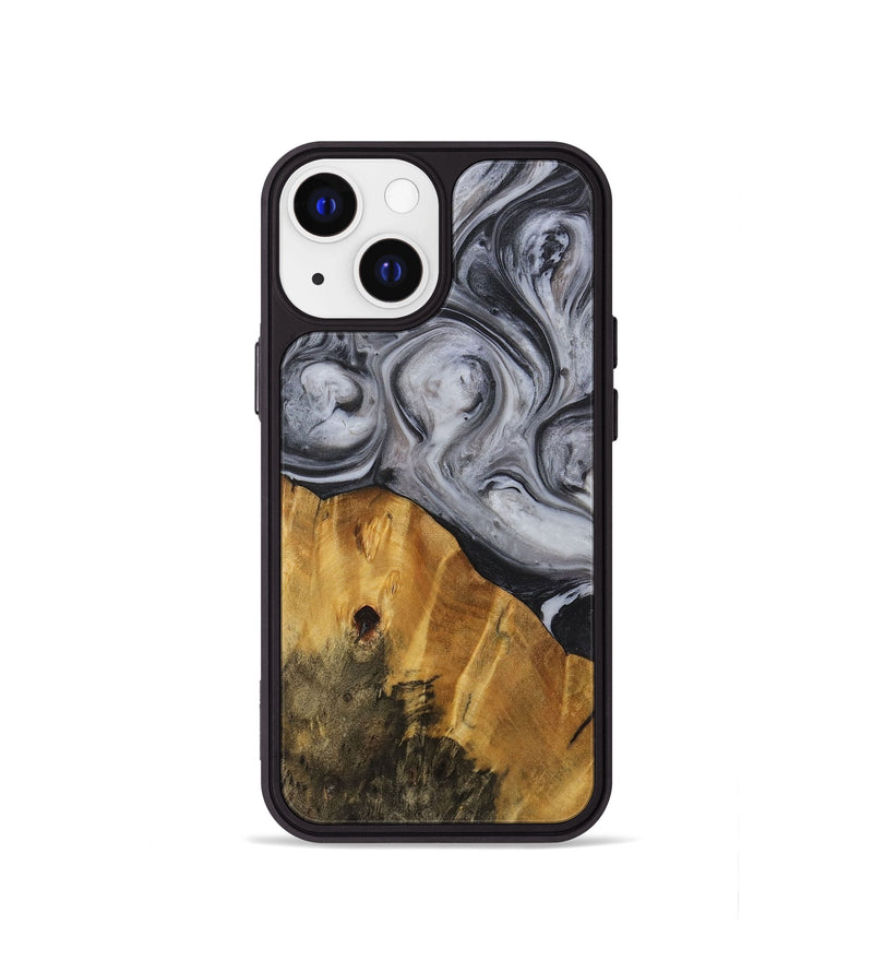 iPhone 13 mini Wood+Resin Phone Case - Alan (Black & White, 722155)