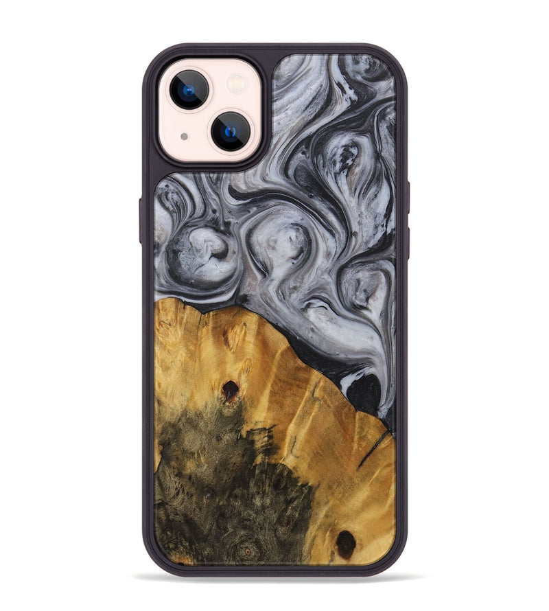 iPhone 14 Plus Wood+Resin Phone Case - Alan (Black & White, 722155)