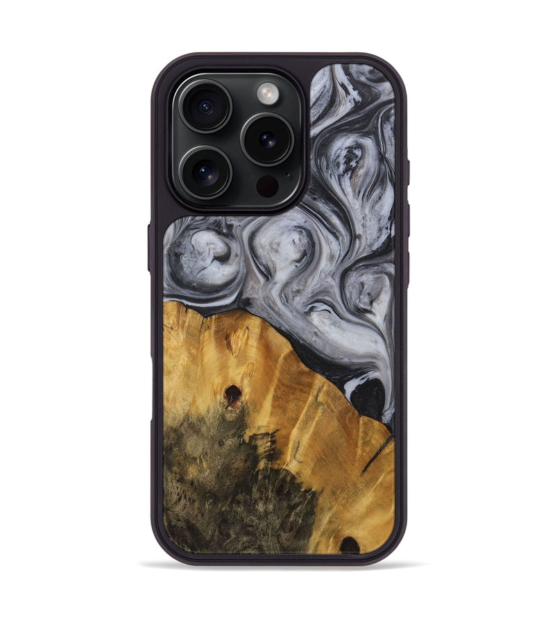 iPhone 16 Pro Wood+Resin Phone Case - Alan (Black & White, 722155)