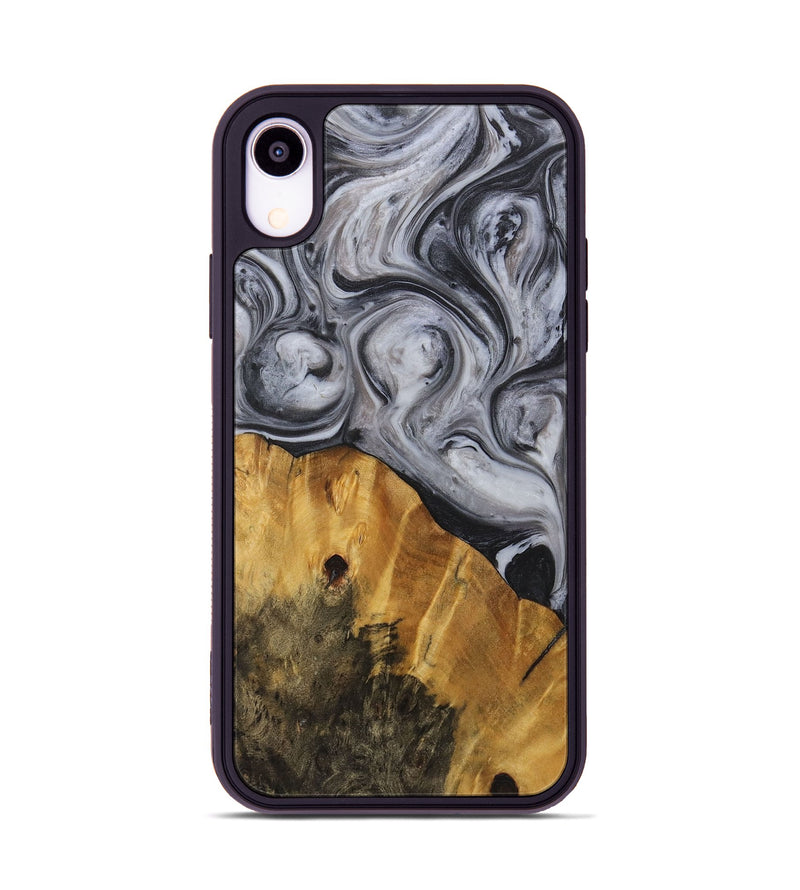 iPhone Xr Wood+Resin Phone Case - Alan (Black & White, 722155)