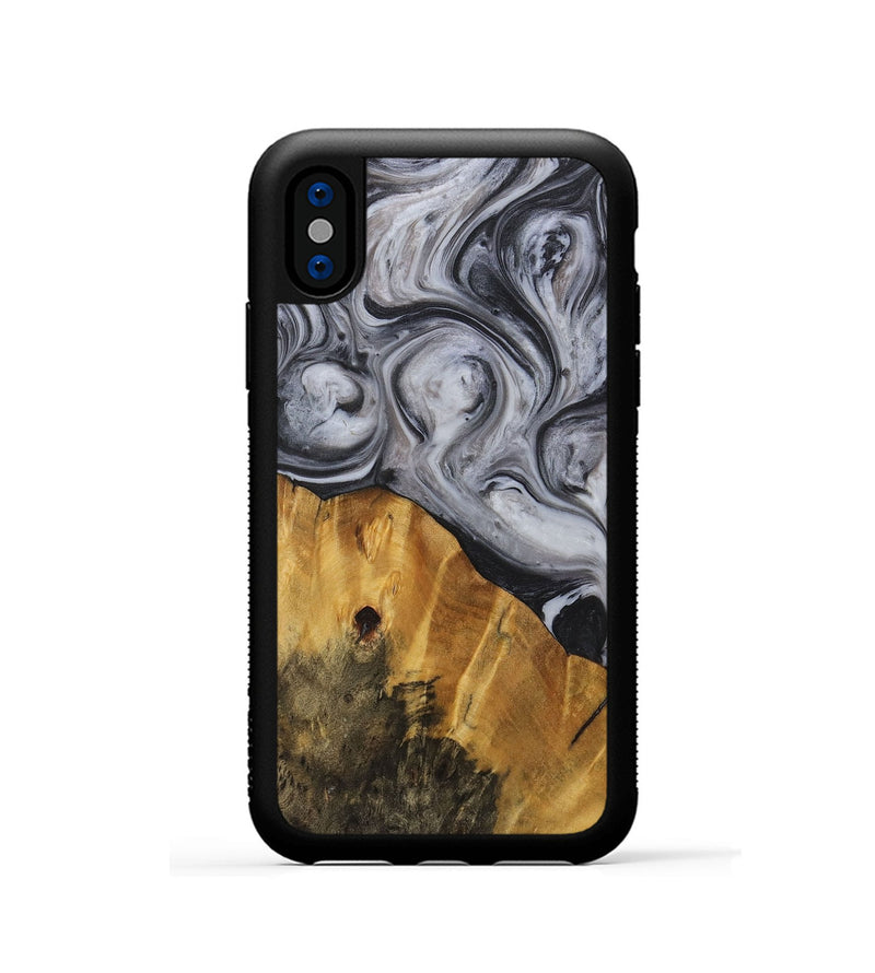 iPhone Xs Wood+Resin Phone Case - Alan (Black & White, 722155)