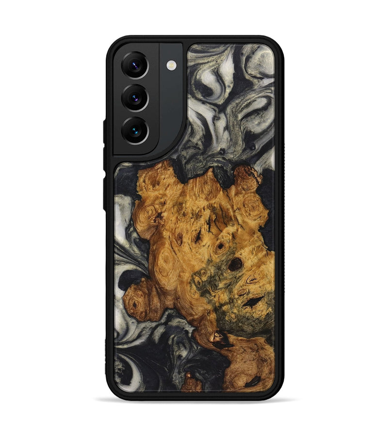 Galaxy S22 Plus Wood+Resin Phone Case - Leroy (Black & White, 722156)