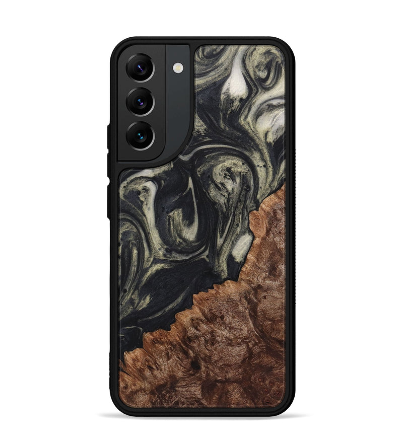 Galaxy S22 Plus Wood+Resin Phone Case - Royalty (Black & White, 722158)