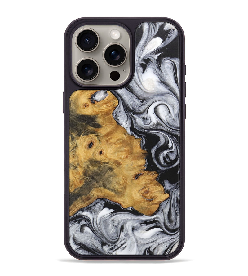 iPhone 16 Pro Max Wood+Resin Phone Case - Bodhi (Black & White, 722160)