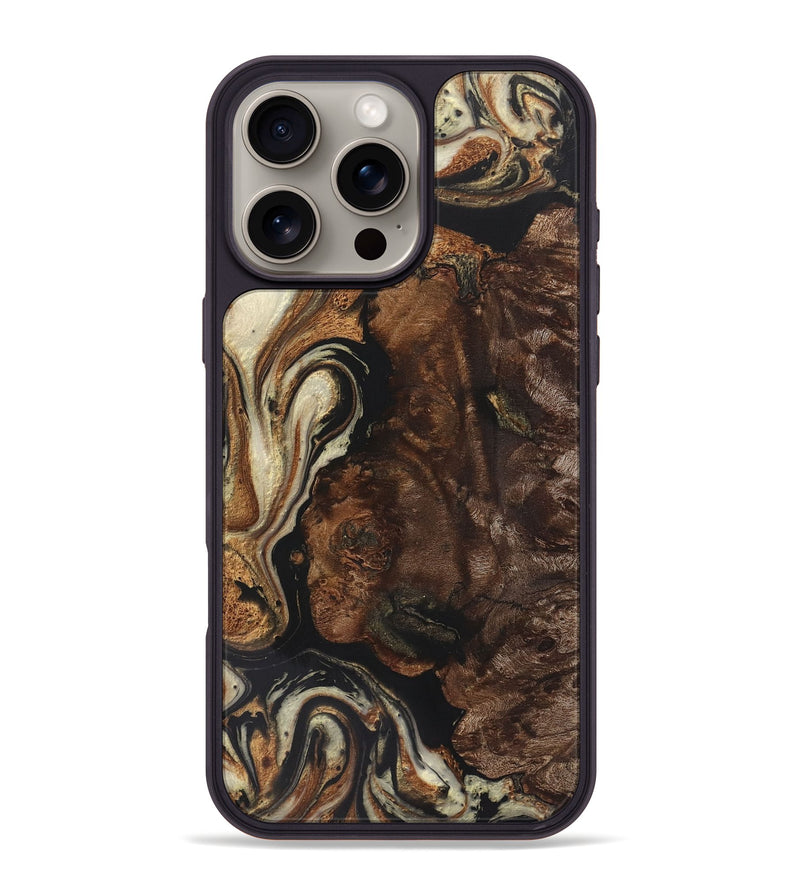 iPhone 16 Pro Max Wood+Resin Phone Case - Carroll (Black & White, 722161)