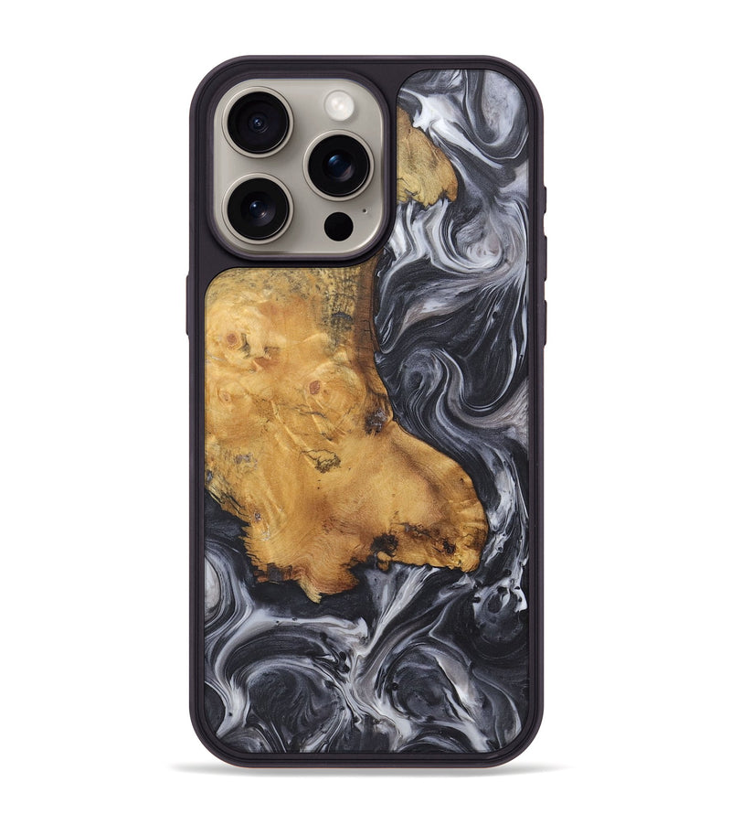 iPhone 15 Pro Max Wood+Resin Phone Case - Finley (Black & White, 722163)