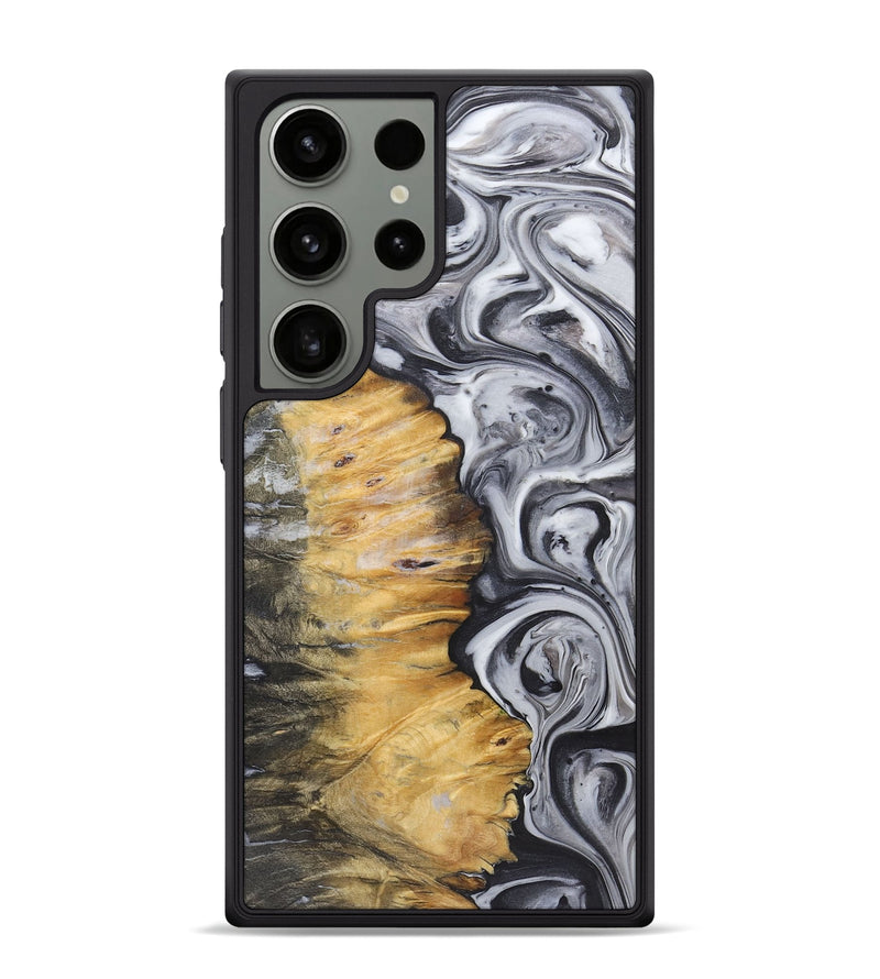 Galaxy S24 Ultra Wood+Resin Phone Case - Jean (Black & White, 722164)