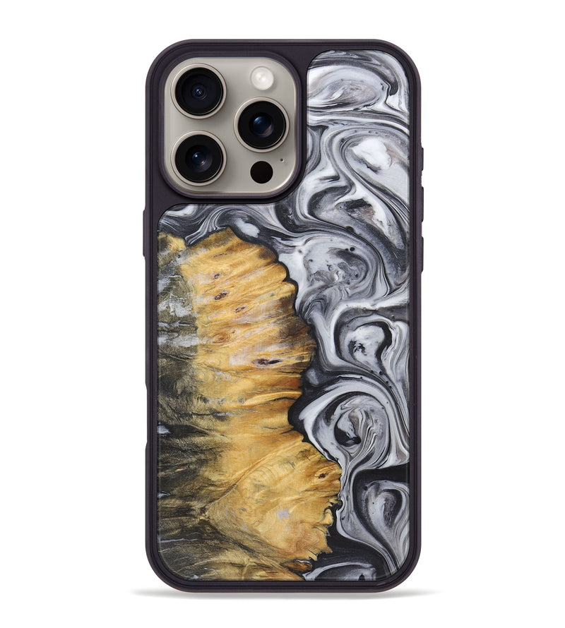 iPhone 16 Pro Max Wood+Resin Phone Case - Jean (Black & White, 722164)