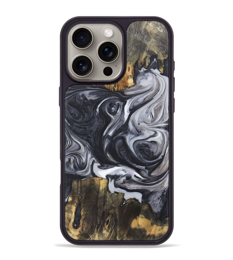 iPhone 16 Pro Max Wood+Resin Phone Case - Kendra (Black & White, 722166)