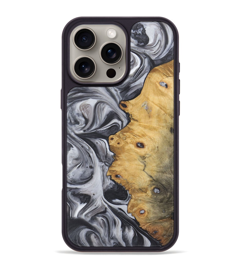 iPhone 16 Pro Max Wood+Resin Phone Case - Eddie (Black & White, 722167)