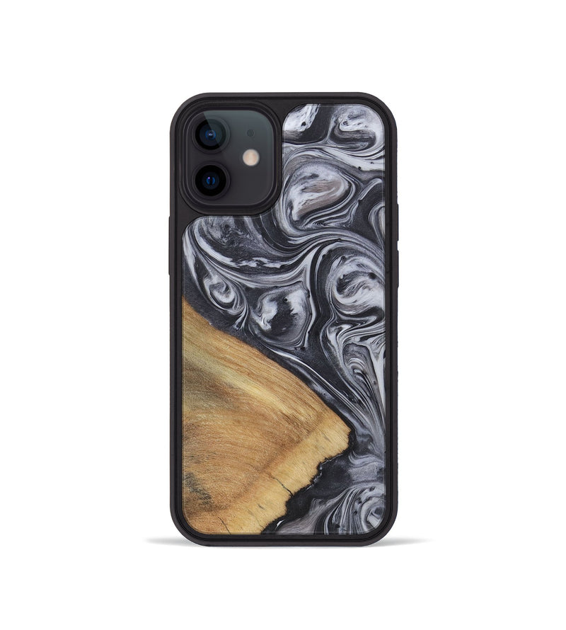 iPhone 12 mini Wood+Resin Phone Case - Irene (Black & White, 722169)