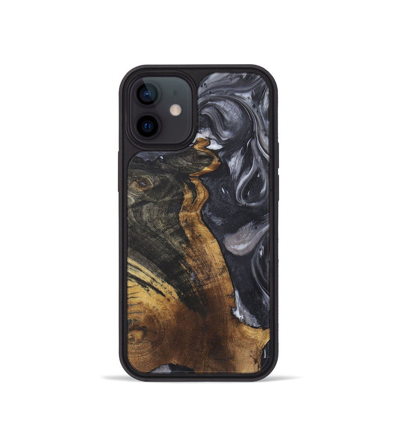 iPhone 12 mini Wood+Resin Phone Case - Ernestine (Black & White, 722170)