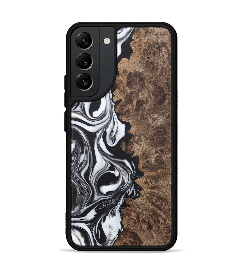 Galaxy S22 Plus Wood+Resin Phone Case - Regina (Black & White, 722171)