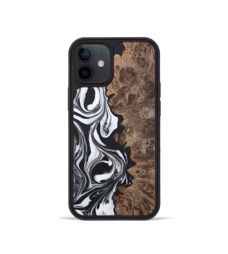 iPhone 12 mini Wood+Resin Phone Case - Regina (Black & White, 722171)