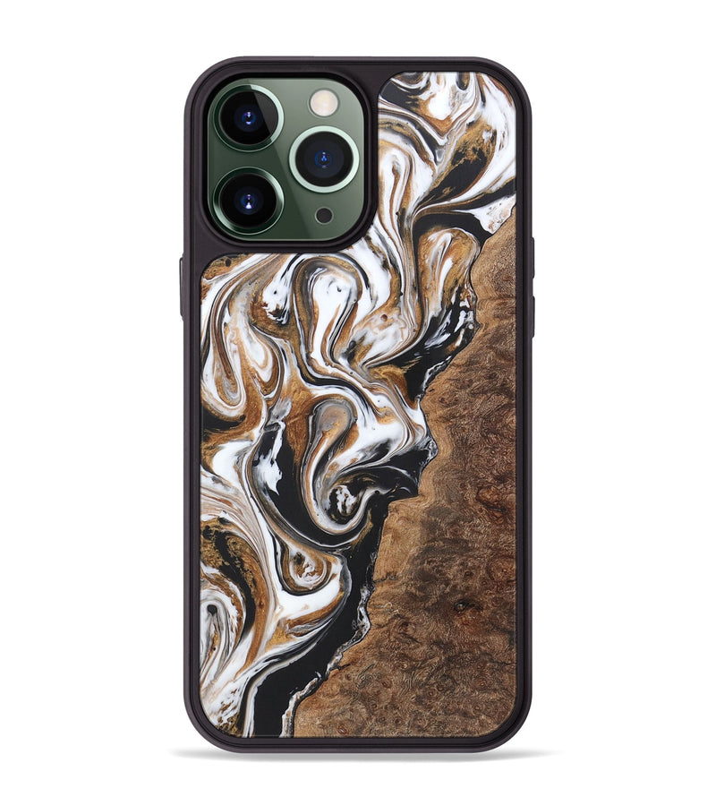 iPhone 13 Pro Max Wood+Resin Phone Case - Latasha (Black & White, 722173)