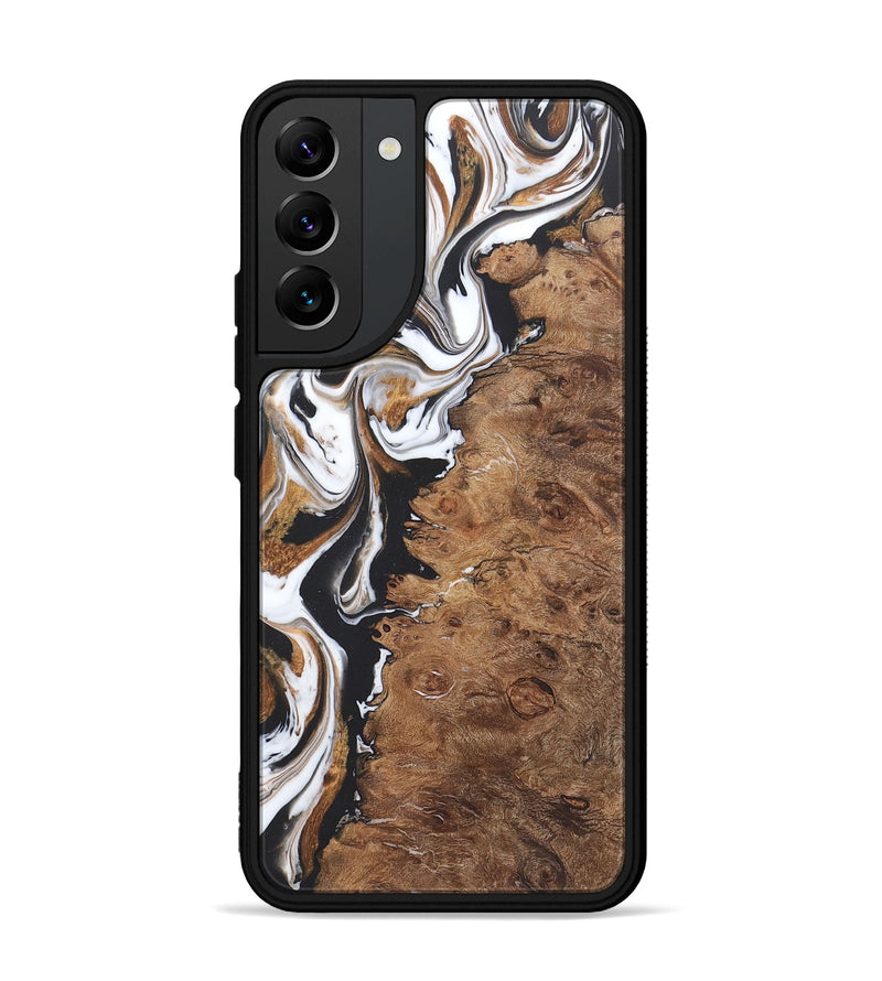 Galaxy S22 Plus Wood+Resin Phone Case - Haley (Black & White, 722174)