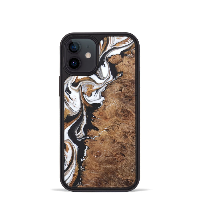 iPhone 12 mini Wood+Resin Phone Case - Haley (Black & White, 722174)