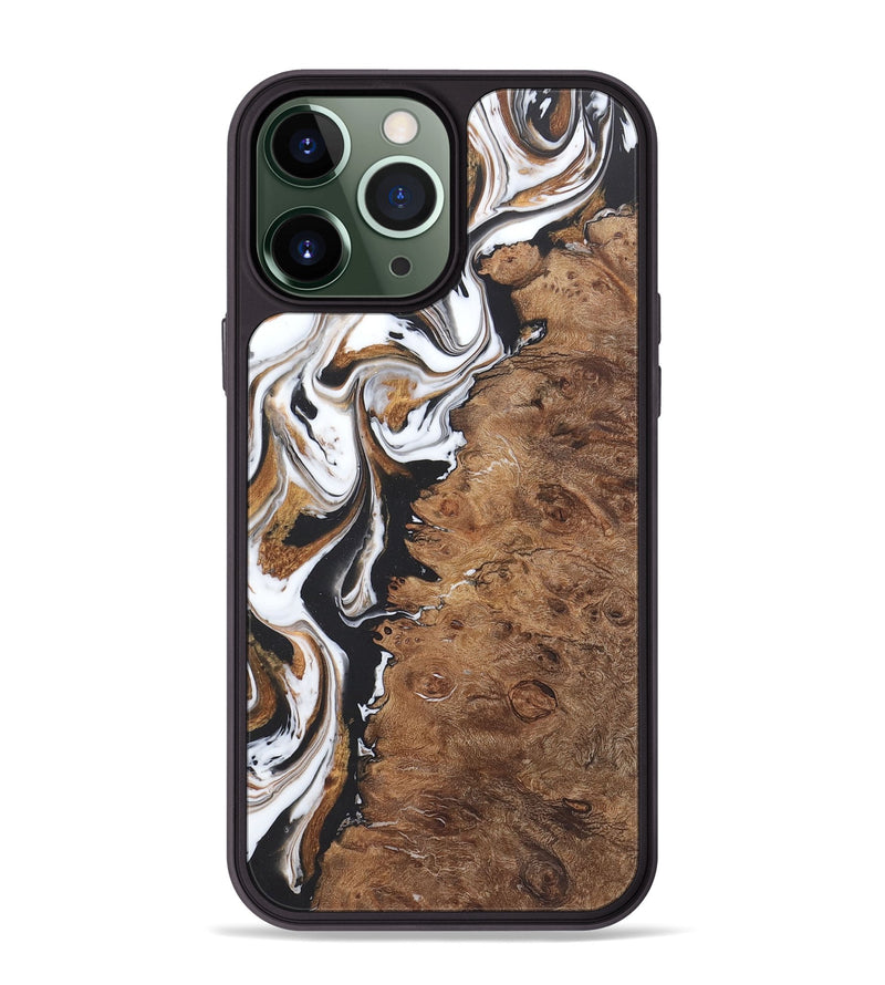 iPhone 13 Pro Max Wood+Resin Phone Case - Haley (Black & White, 722174)