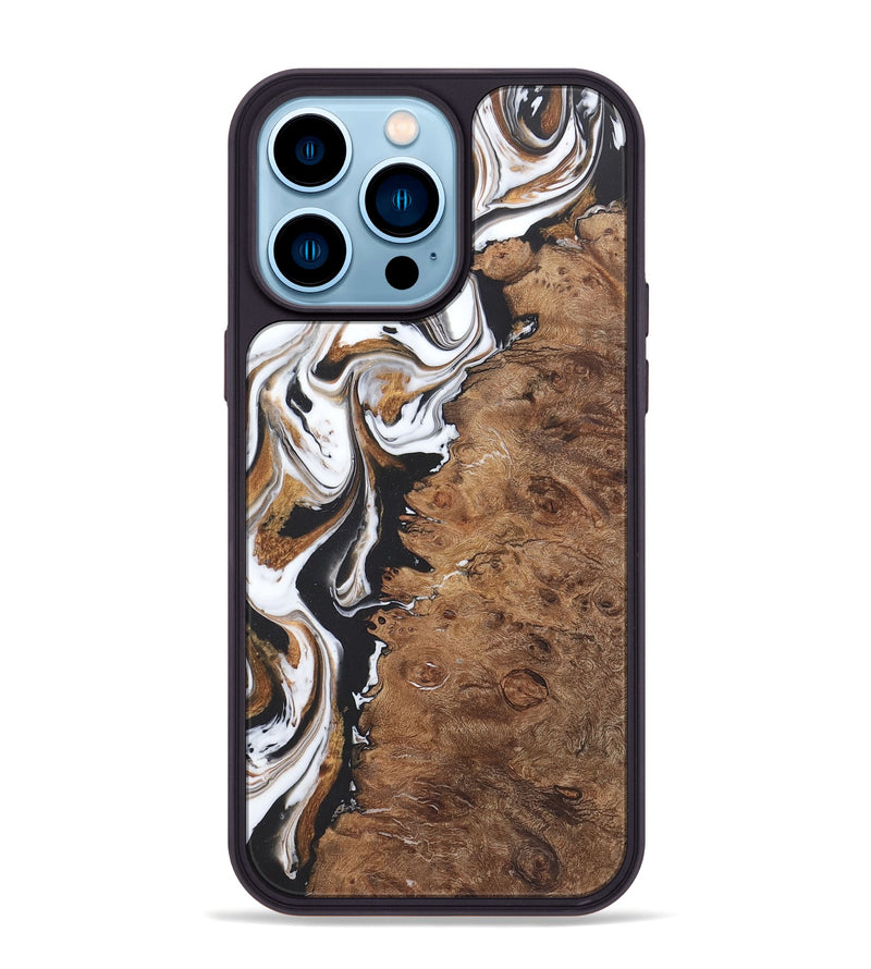 iPhone 14 Pro Max Wood+Resin Phone Case - Haley (Black & White, 722174)