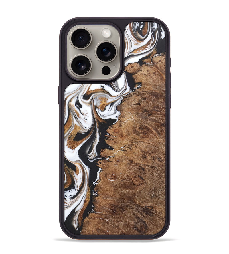 iPhone 15 Pro Max Wood+Resin Phone Case - Haley (Black & White, 722174)