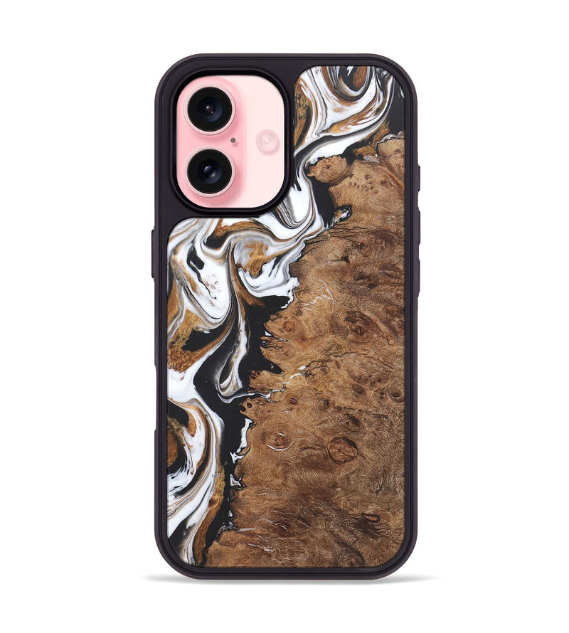 iPhone 16 Wood+Resin Phone Case - Haley (Black & White, 722174)