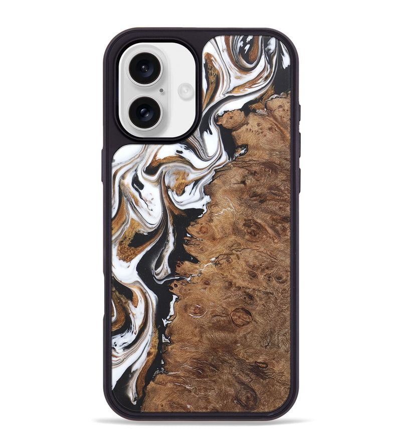 iPhone 16 Plus Wood+Resin Phone Case - Haley (Black & White, 722174)