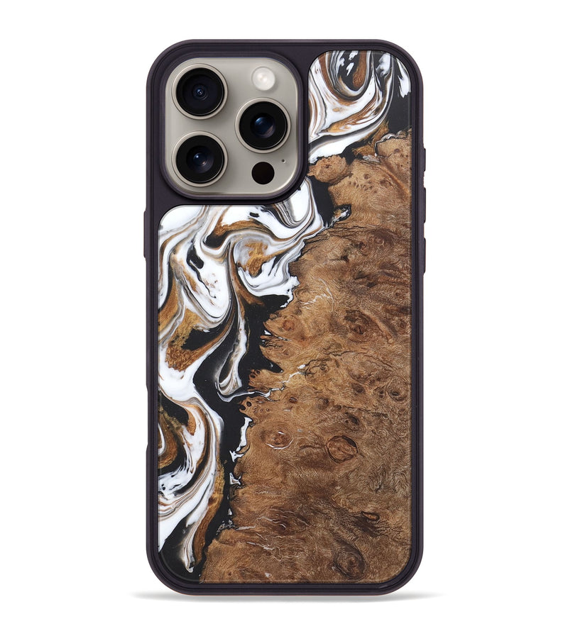 iPhone 16 Pro Max Wood+Resin Phone Case - Haley (Black & White, 722174)