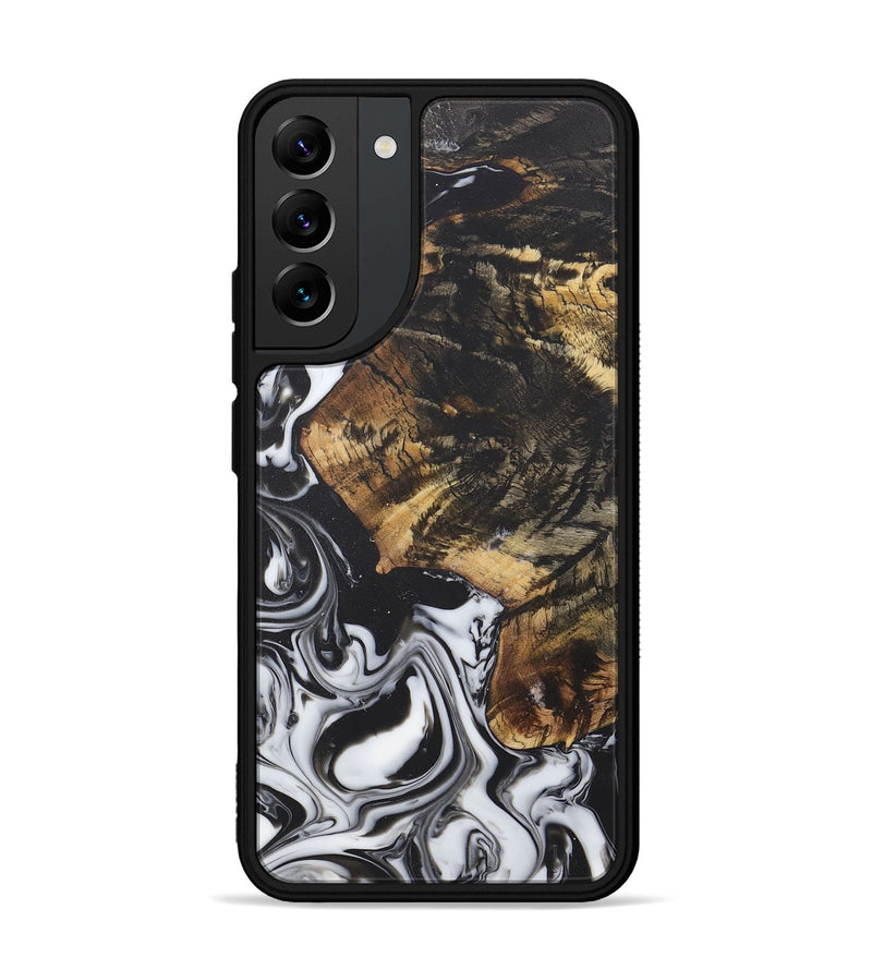 Galaxy S22 Plus Wood+Resin Phone Case - Charlene (Black & White, 722175)