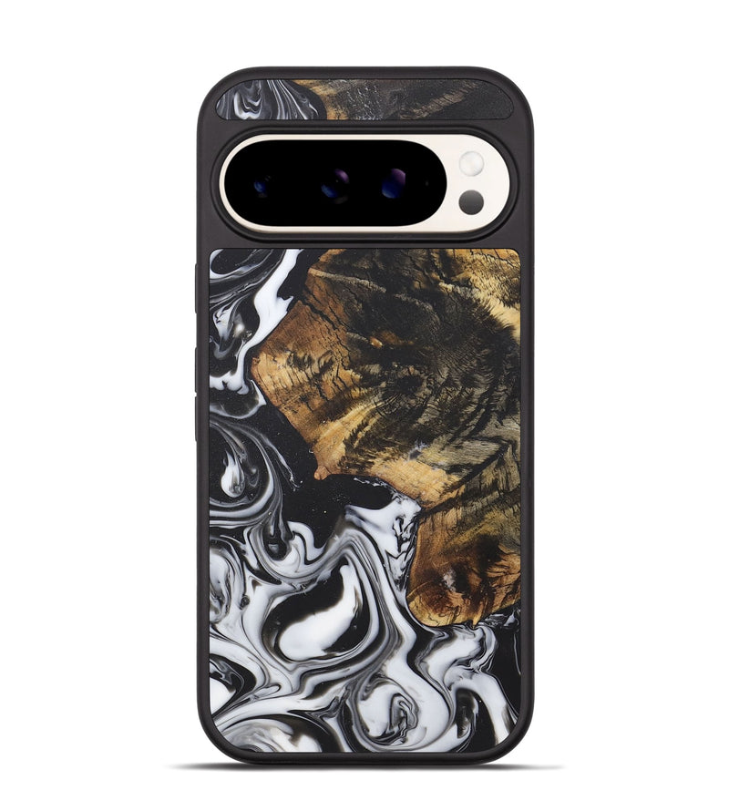 Pixel 9 Wood+Resin Phone Case - Charlene (Black & White, 722175)