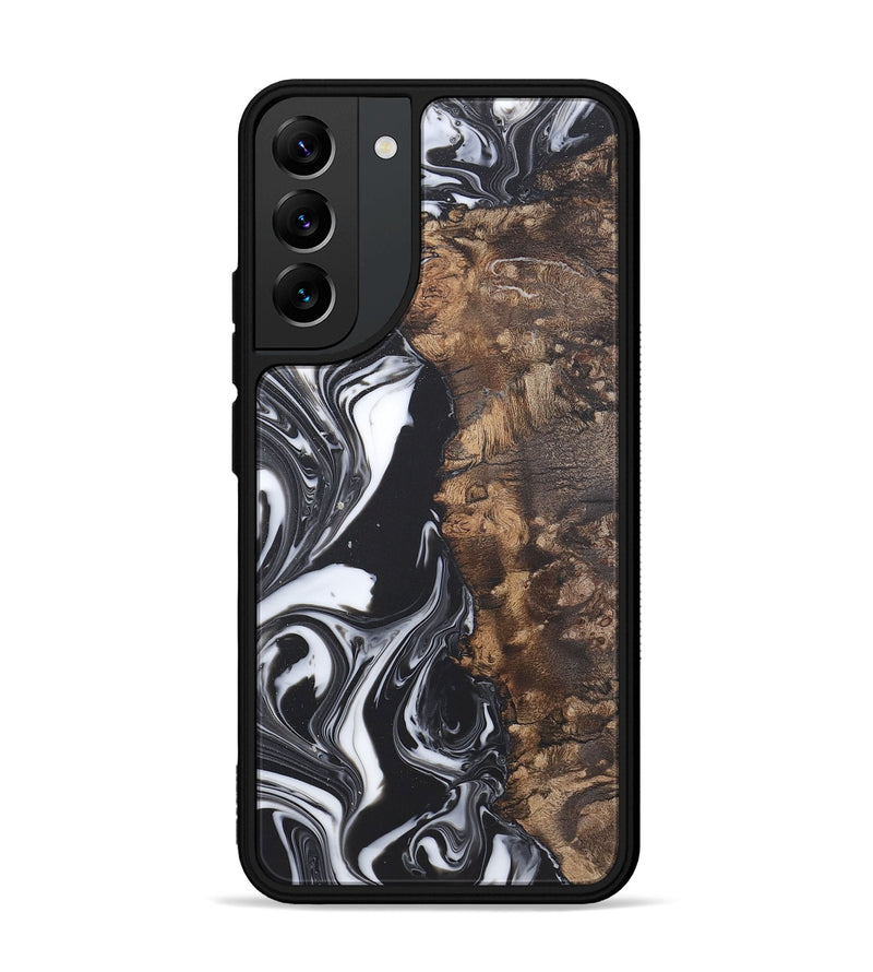 Galaxy S22 Plus Wood+Resin Phone Case - Tami (Black & White, 722176)