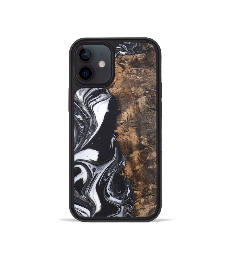 iPhone 12 mini Wood+Resin Phone Case - Tami (Black & White, 722176)