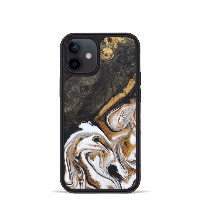 iPhone 12 mini Wood+Resin Phone Case - Caitlin (Black & White, 722178)