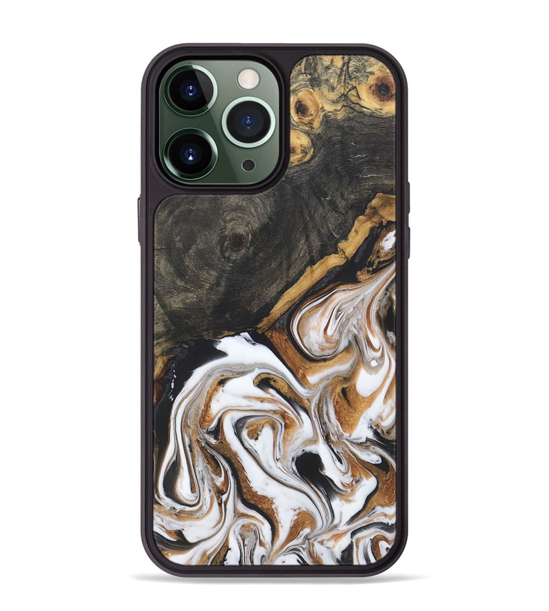 iPhone 13 Pro Max Wood+Resin Phone Case - Caitlin (Black & White, 722178)