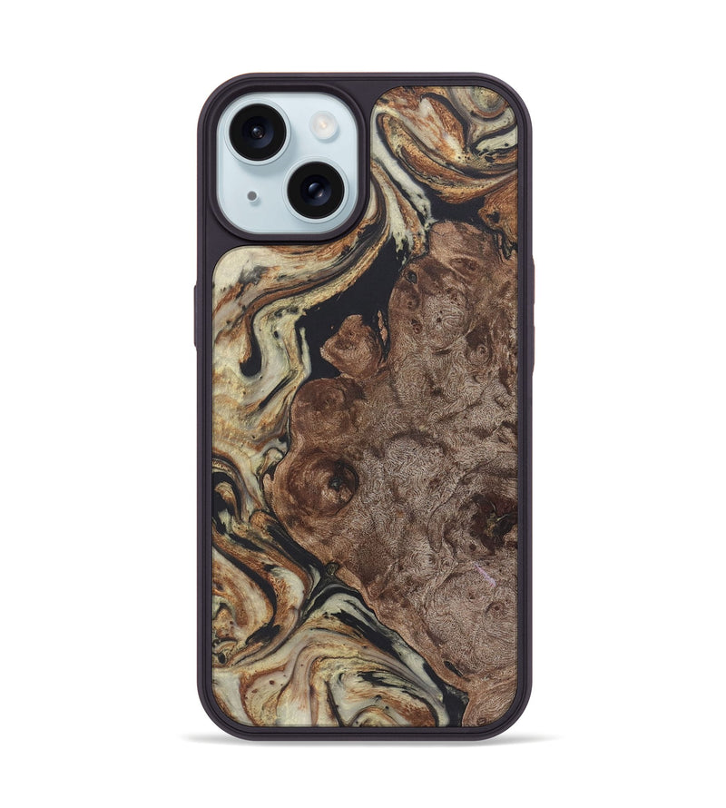 iPhone 15 Wood+Resin Phone Case - Nellie (Black & White, 722179)