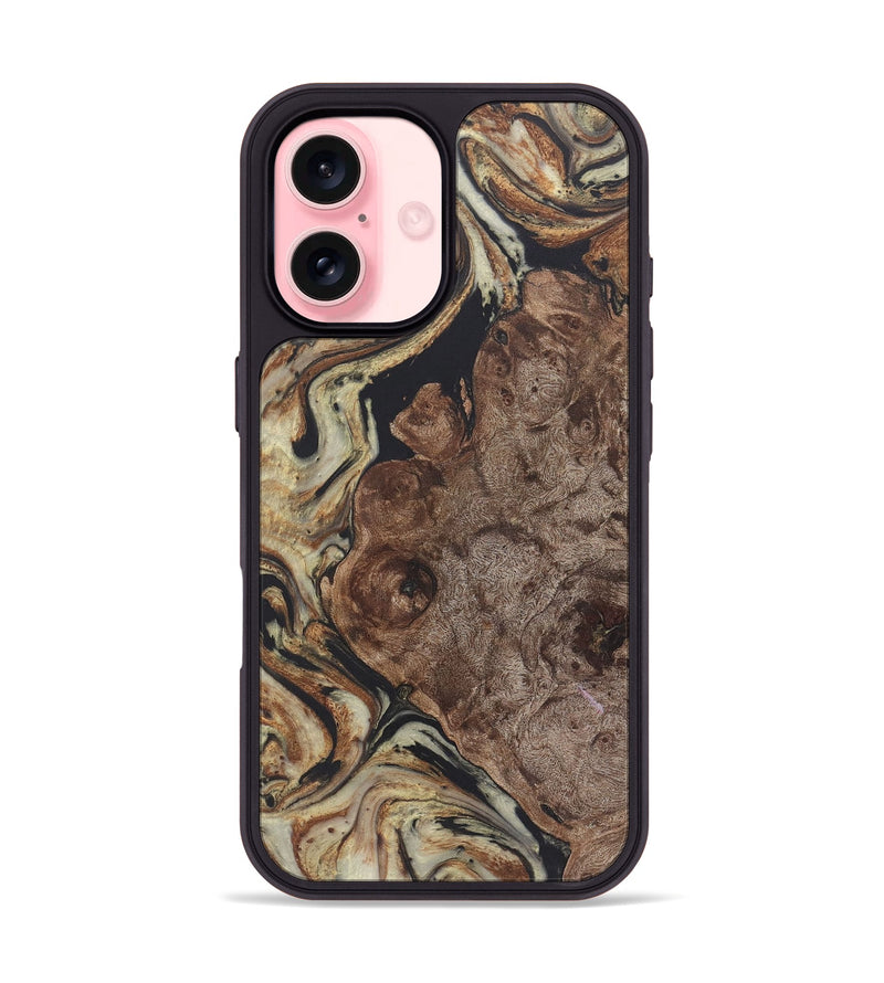 iPhone 16 Wood+Resin Phone Case - Nellie (Black & White, 722179)