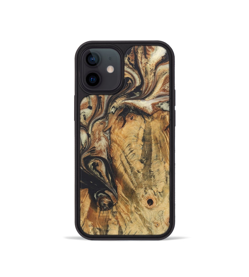 iPhone 12 mini Wood+Resin Phone Case - Nikolas (Black & White, 722181)