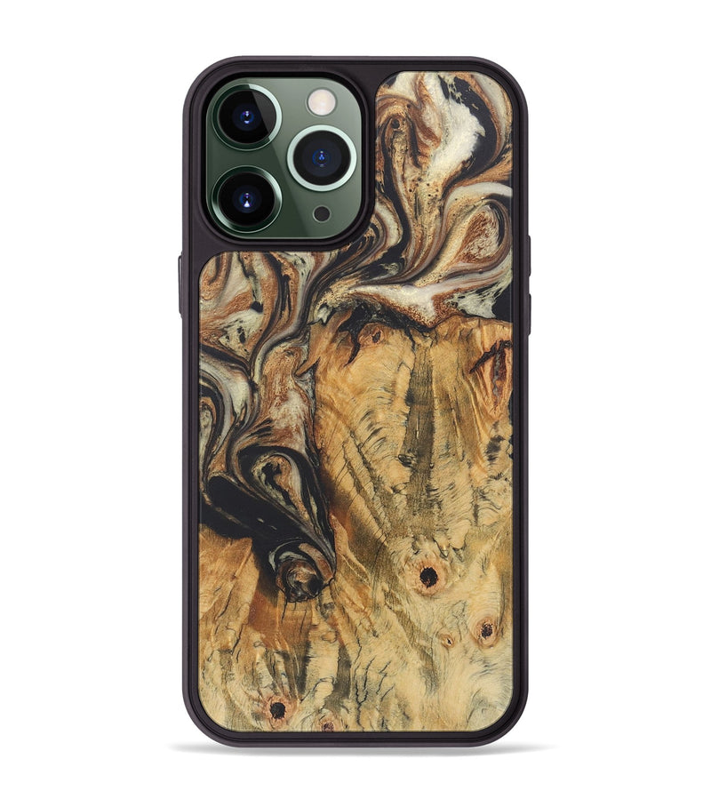 iPhone 13 Pro Max Wood+Resin Phone Case - Nikolas (Black & White, 722181)