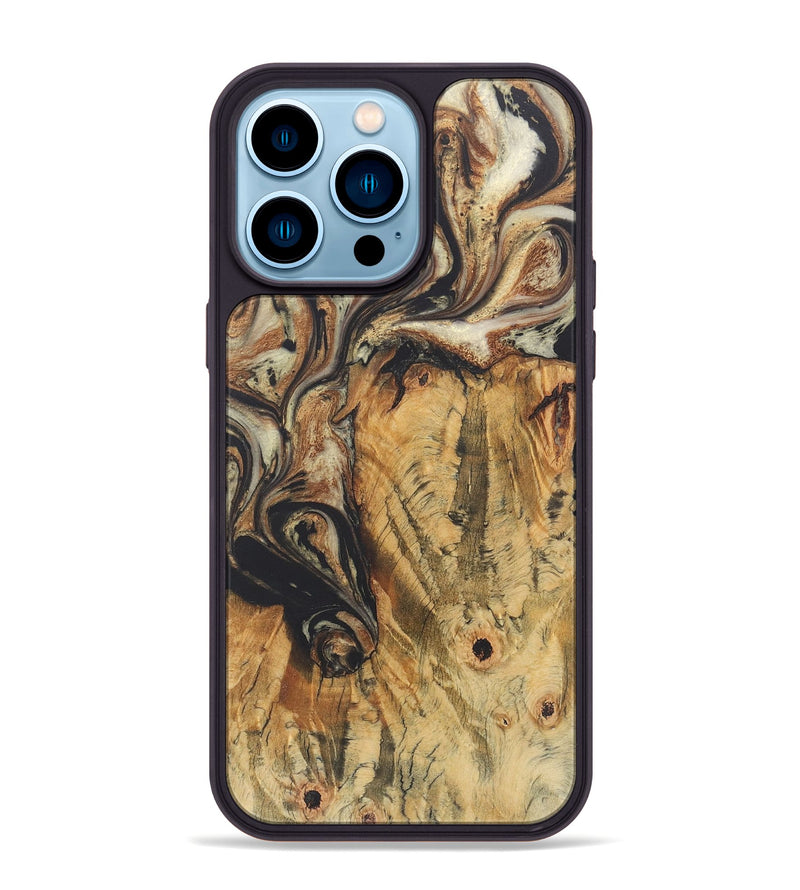 iPhone 14 Pro Max Wood+Resin Phone Case - Nikolas (Black & White, 722181)