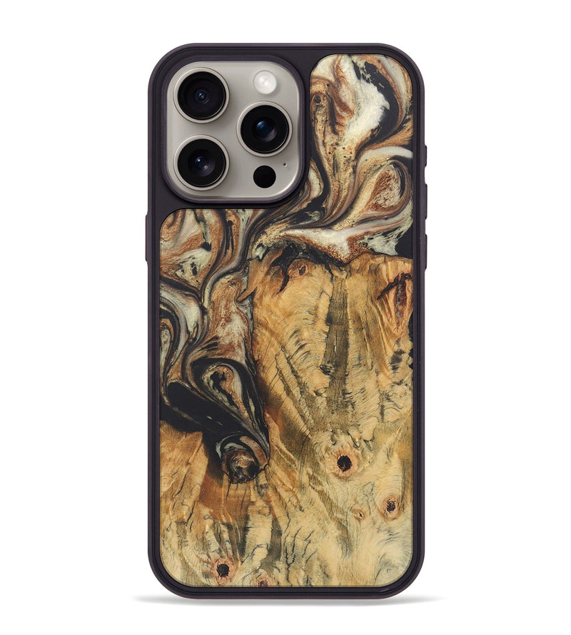 iPhone 15 Pro Max Wood+Resin Phone Case - Nikolas (Black & White, 722181)