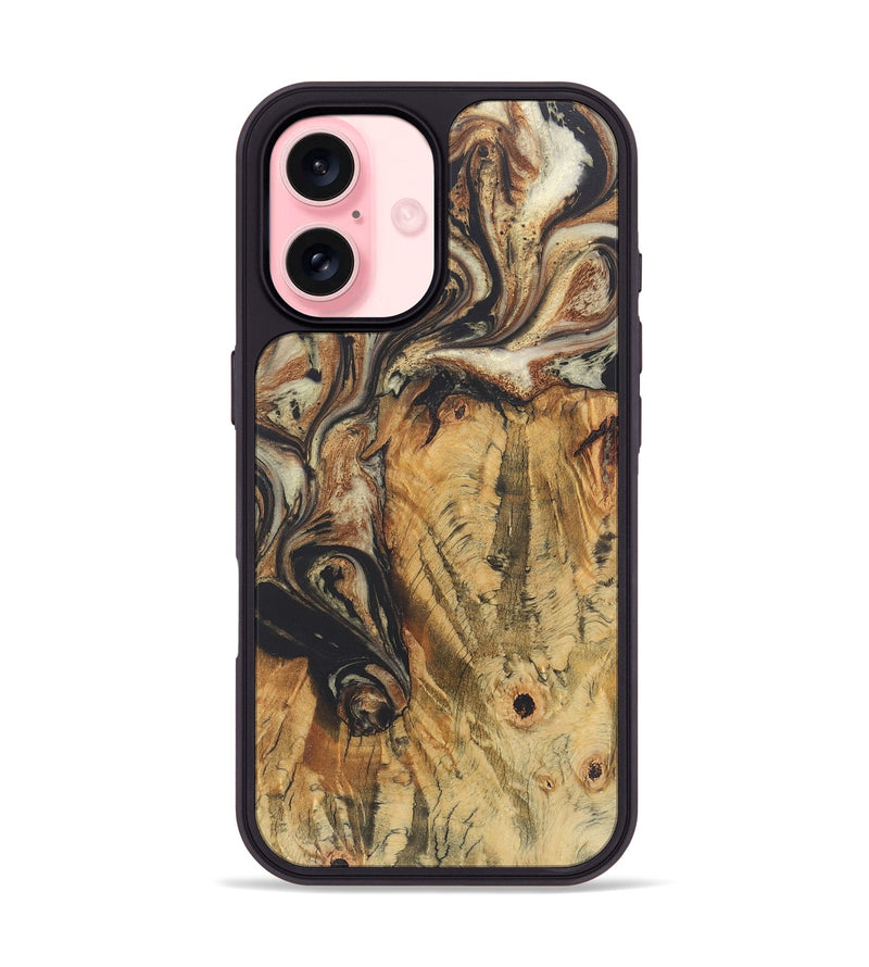 iPhone 16 Wood+Resin Phone Case - Nikolas (Black & White, 722181)